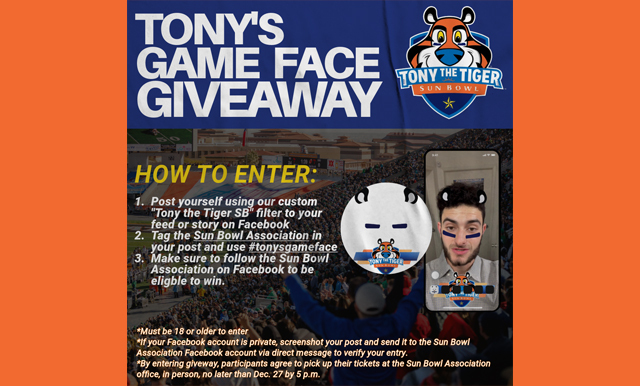 TONY THE TIGER SUN BOWL ANNOUNCES FACEBOOK EXCLUSIVE TICKET GIVEAWAY